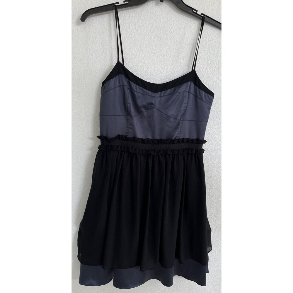 BCBGeneration Womens Fit & Flare Dress Size 8 Black Blue S. Strap Mini Babydoll